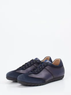 Franz Gustav – Sneaker aus Velour- und Glattleder Dunkelblau