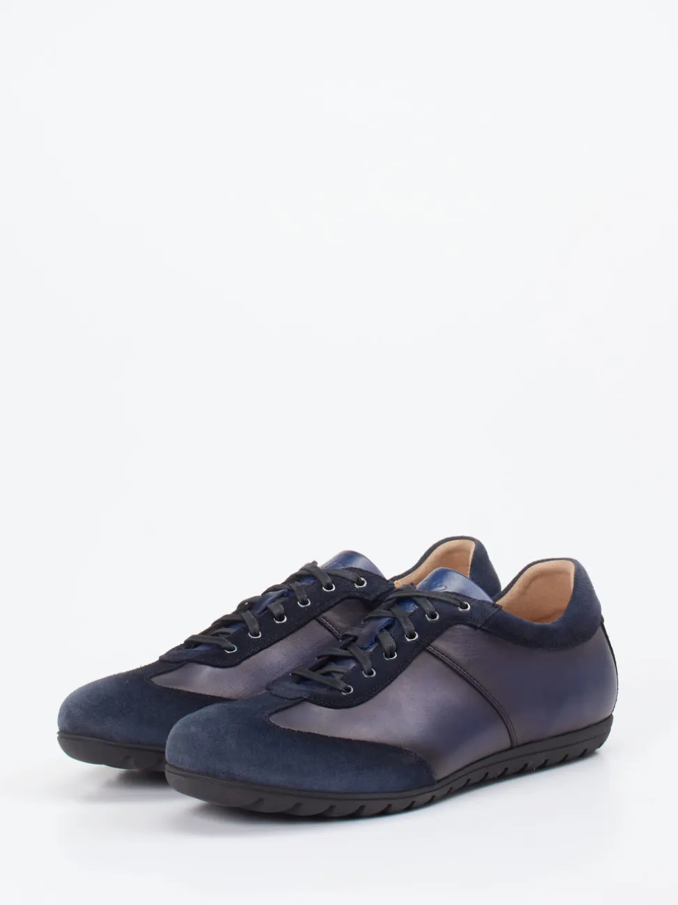 Franz Gustav – Sneaker aus Velour- und Glattleder Dunkelblau