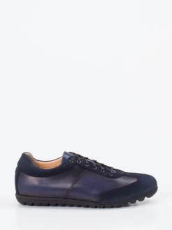 Franz Gustav – Sneaker aus Velour- und Glattleder Dunkelblau