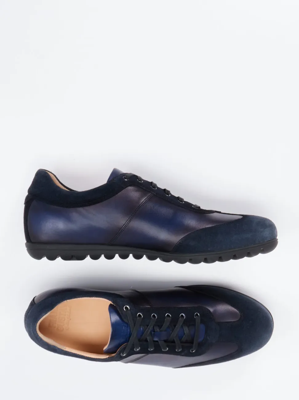 Franz Gustav – Sneaker aus Velour- und Glattleder Dunkelblau