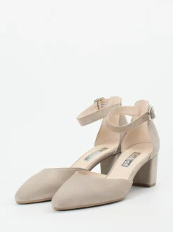 Gabor – Ankle-Strap-Pumps aus Veloursleder sandbeige