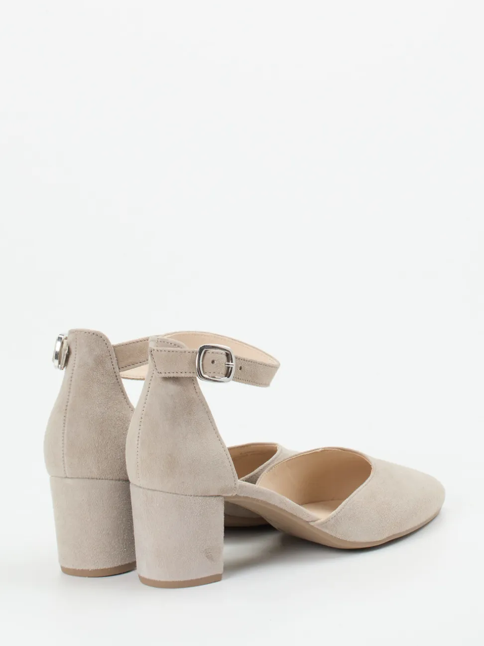 Gabor – Ankle-Strap-Pumps aus Veloursleder sandbeige
