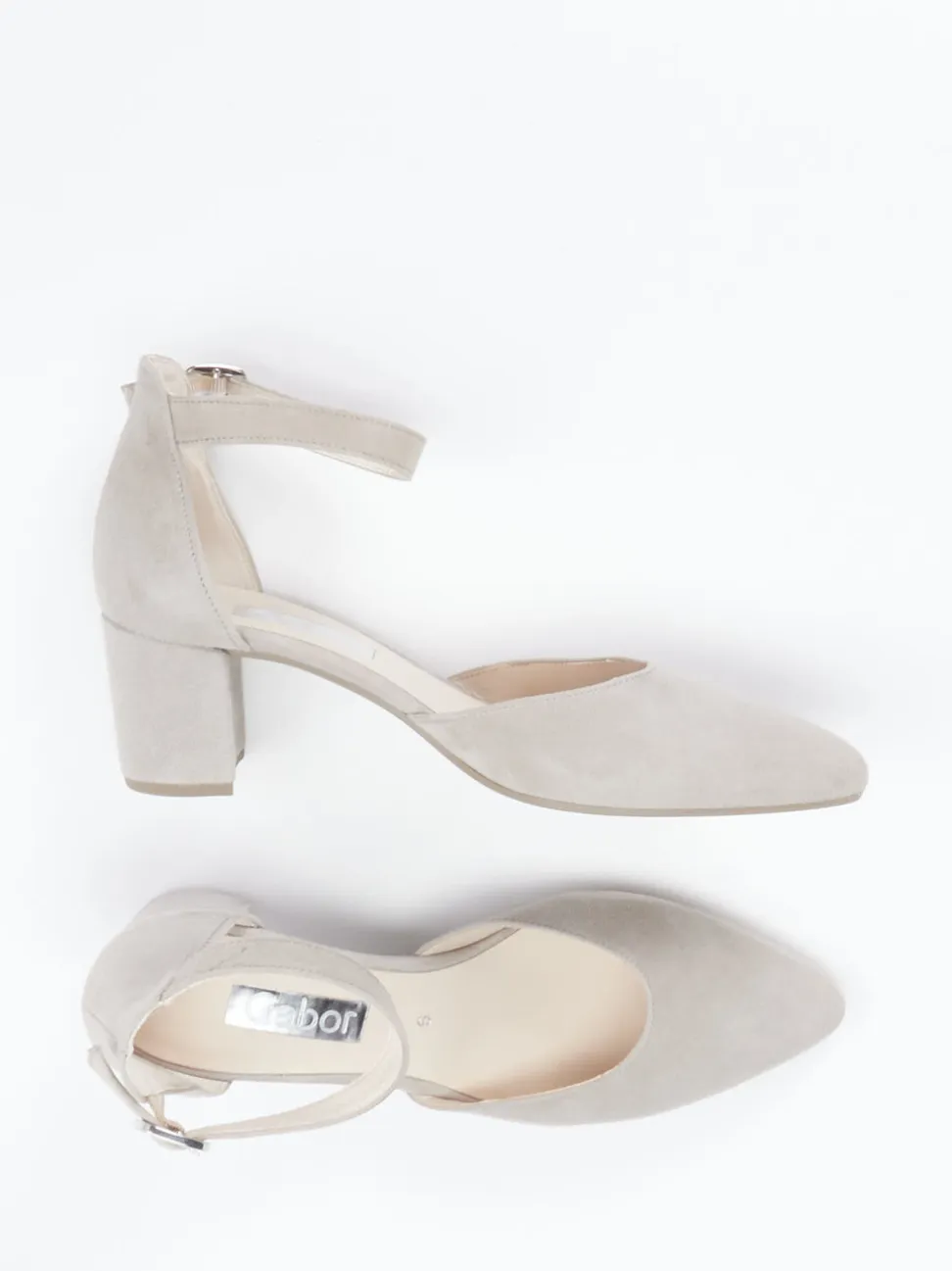 Gabor – Ankle-Strap-Pumps aus Veloursleder sandbeige