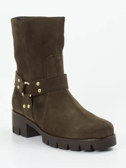 Gabor – Biker Boots aus Veloursleder Dunkelbraun