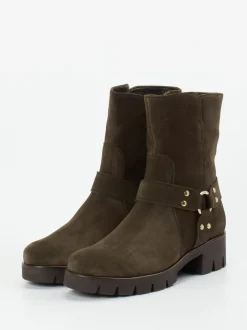 Gabor – Biker Boots aus Veloursleder Dunkelbraun