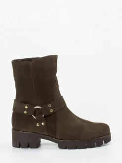 Gabor – Biker Boots aus Veloursleder Dunkelbraun