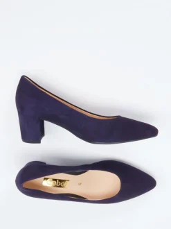 Gabor – Blockabsatz-Pumps aus Veloursleder Dunkelviolett