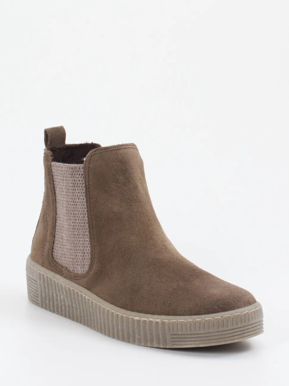 Gabor – Chelsea Boots aus Veloursleder taupebraun