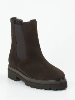 Gabor – Chelsea Boots aus Veloursleder Dunkelbraun