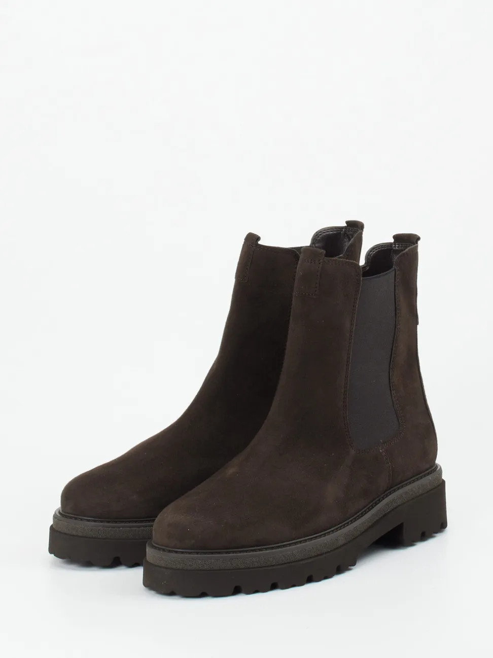 Gabor – Chelsea Boots aus Veloursleder Dunkelbraun