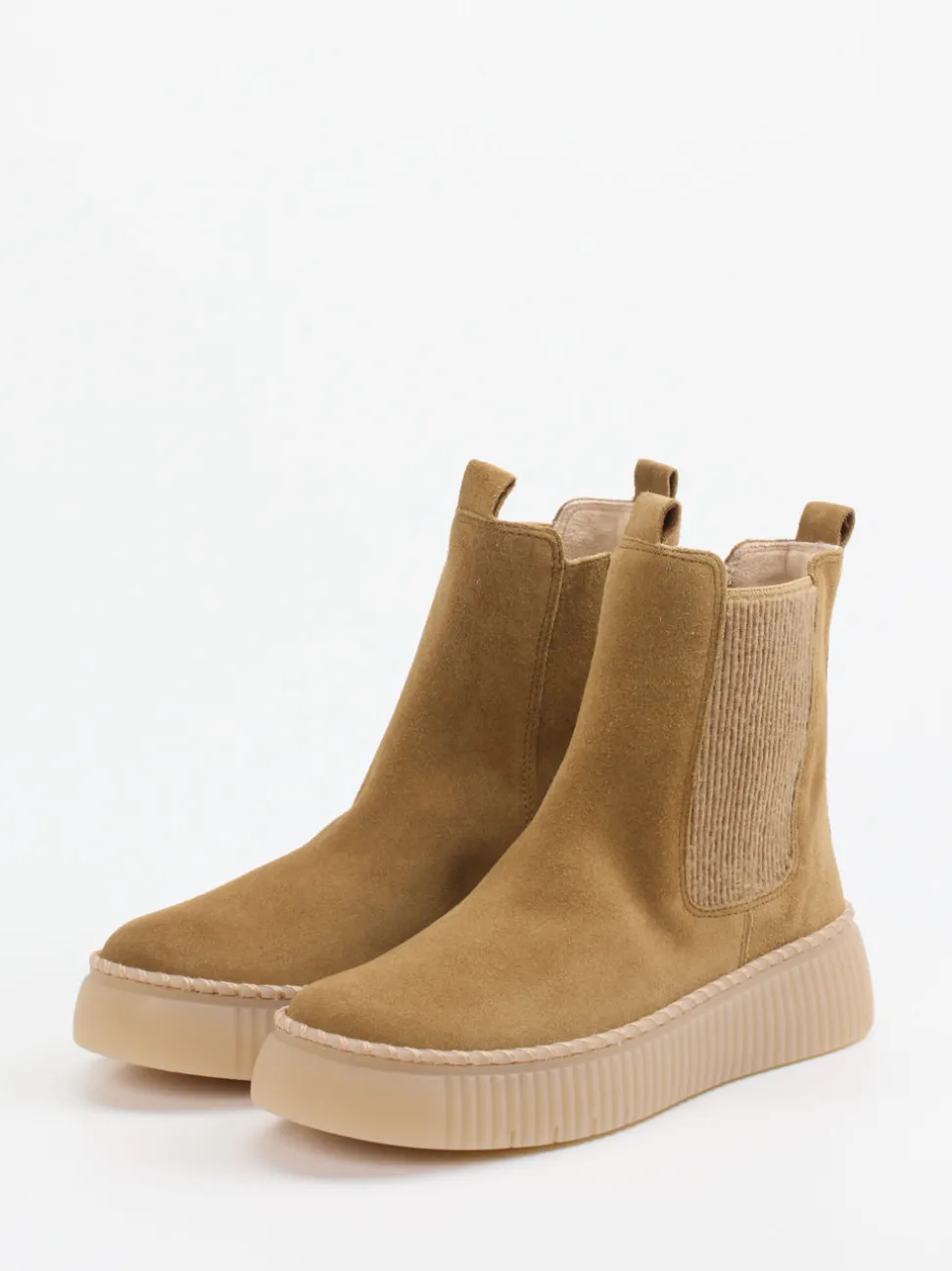 Gabor – Chelsea Boots aus Veloursleder camelbraun