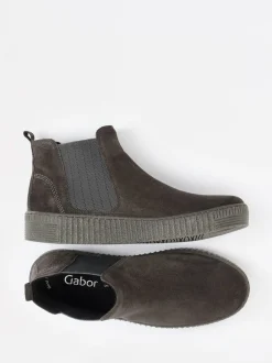 Gabor – Chelsea Boots aus Veloursleder anthrazit