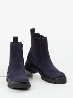 Gabor – Chelsea Boots aus Veloursleder Dunkelviolett