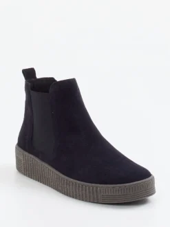 Gabor – Chelsea-Stiefelette aus Veloursleder navyblau