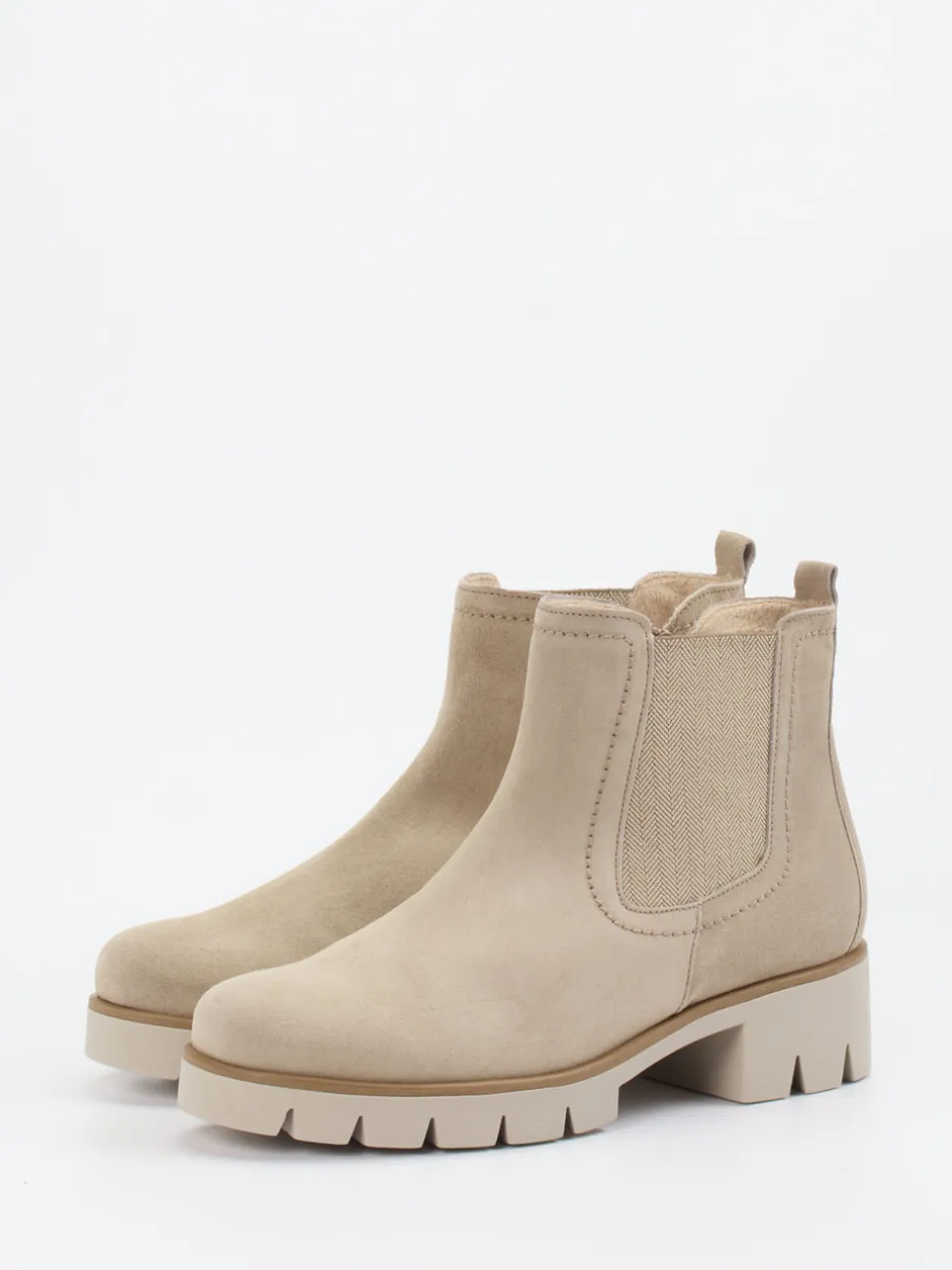Gabor – Chelsea-Stiefelette aus Veloursleder Beige