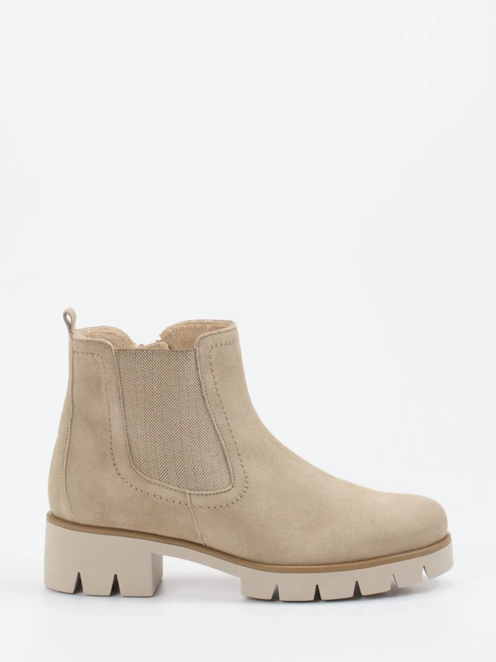 Gabor – Chelsea-Stiefelette aus Veloursleder Beige