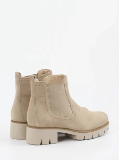 Gabor – Chelsea-Stiefelette aus Veloursleder Beige