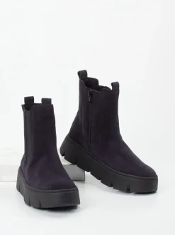 Gabor – Chelsea-Stiefeletten aus Veloursleder Dunkelviolett
