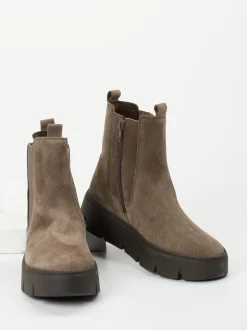 Gabor – Chelsea-Stiefelette aus Veloursleder taupe