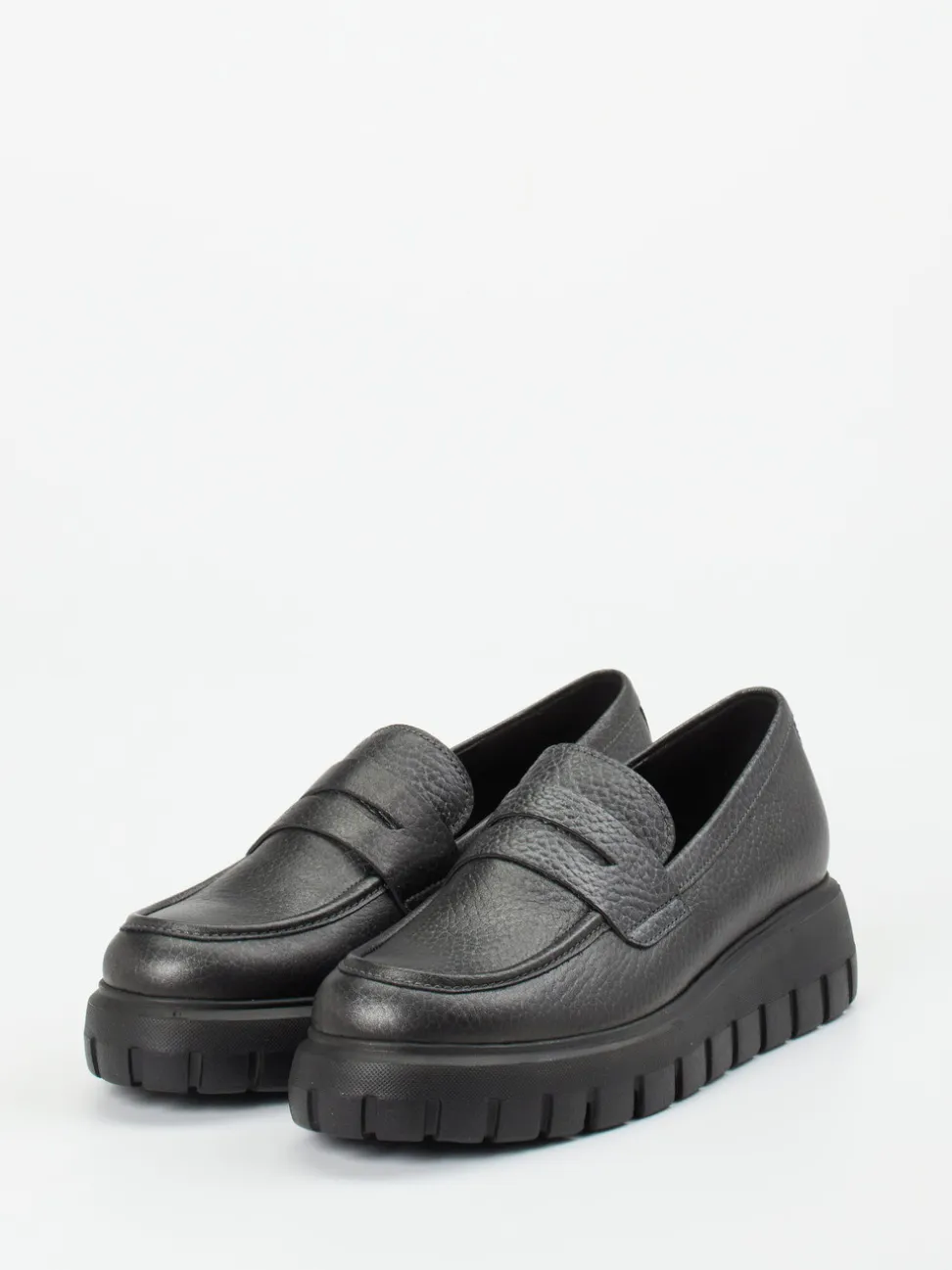 Gabor – Chunky Loafer aus genarbtem Leder grau