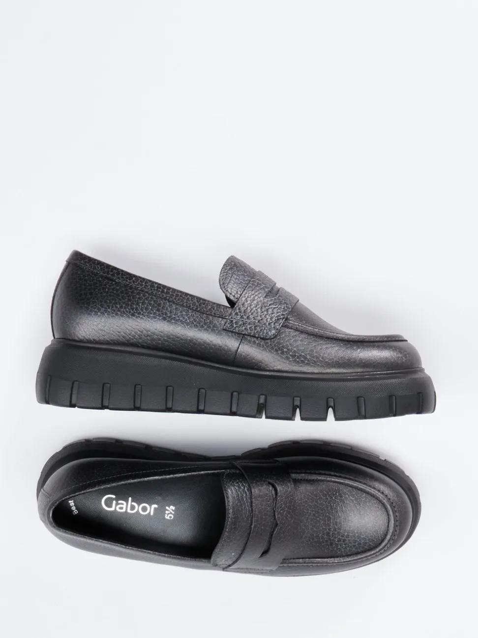 Gabor – Chunky Loafer aus genarbtem Leder grau
