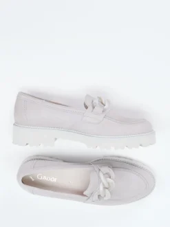 Gabor – Chunky Loafer aus Veloursleder hellgrau
