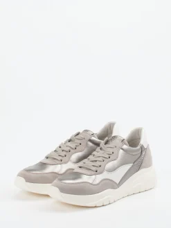 Gabor – Chunky Sneaker aus Kalbleder Silbermetallic