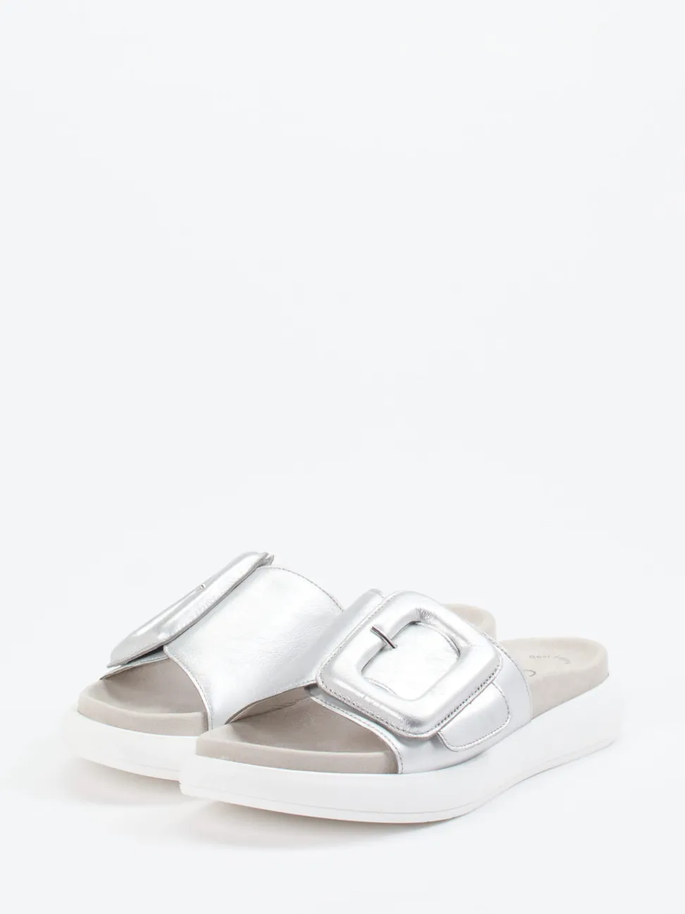Gabor – Damen-Slides aus Metallicleder silber