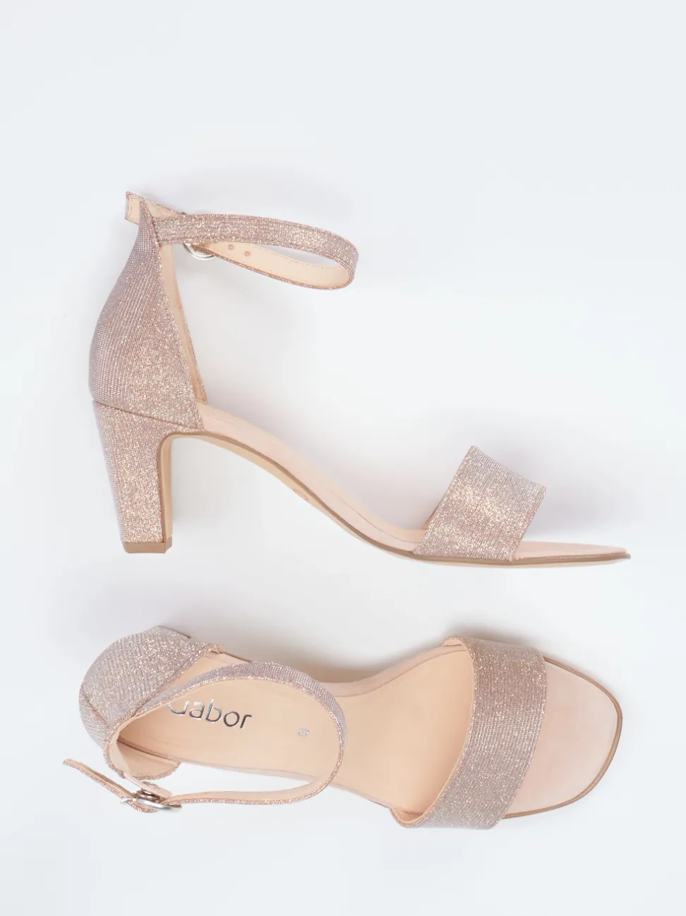Gabor – High Heel Sandalette aus Metallicleder Roségold