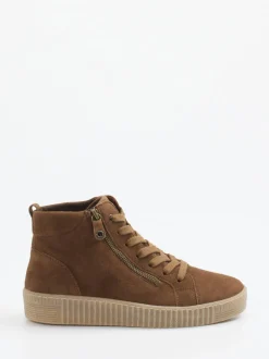 Gabor – High-Top Sneaker aus Veloursleder braun