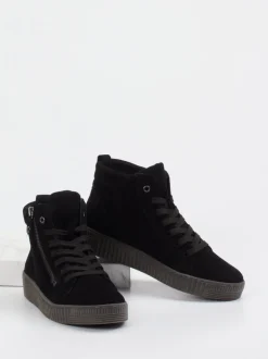 Gabor – High-Top Sneaker aus Veloursleder Schwarz