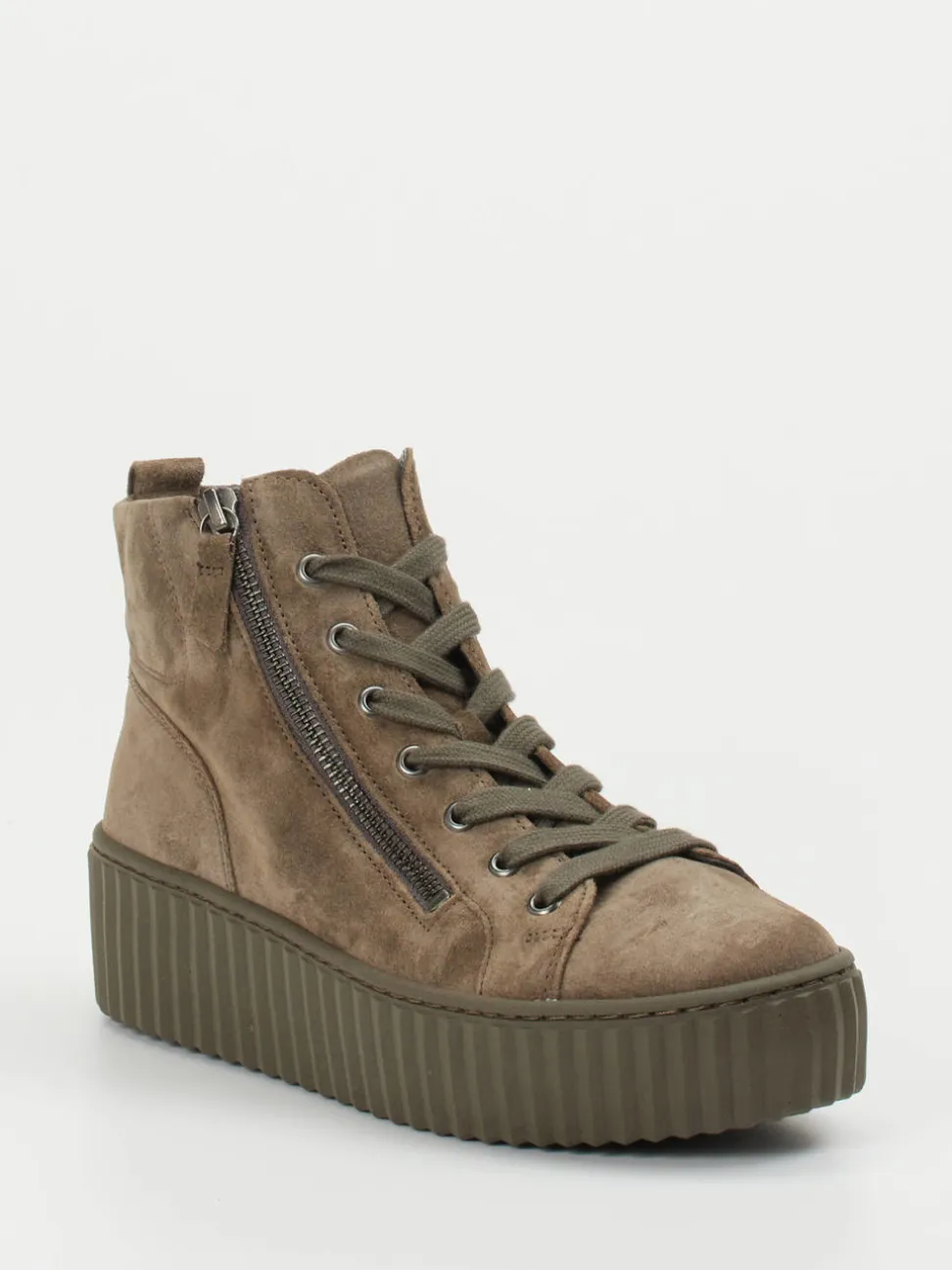 Gabor – High-Top-Sneaker aus Veloursleder Taupe