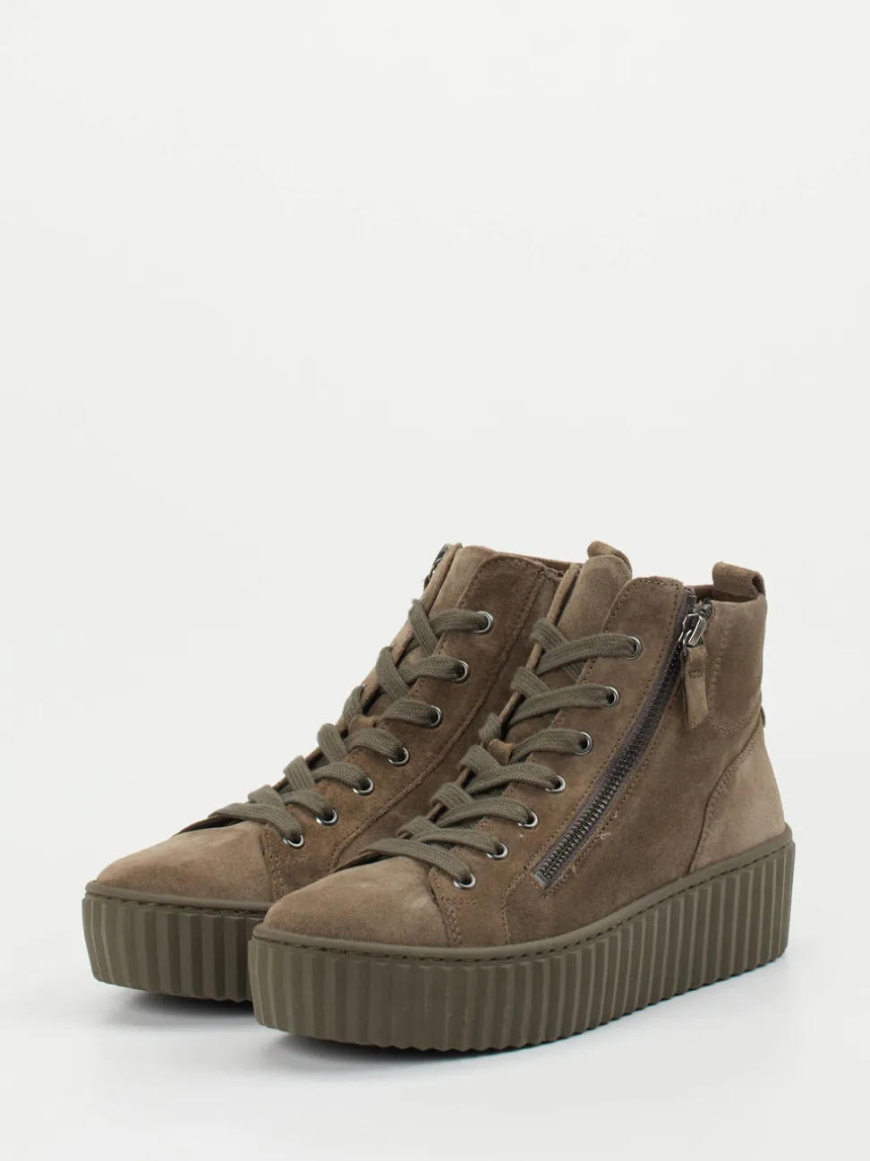 Gabor – High-Top-Sneaker aus Veloursleder Taupe