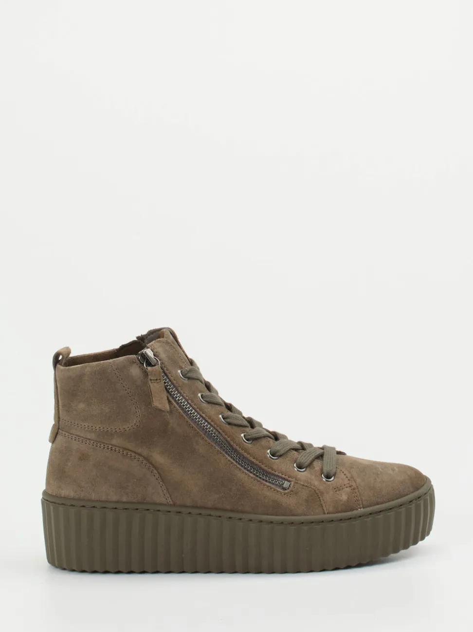 Gabor – High-Top-Sneaker aus Veloursleder Taupe