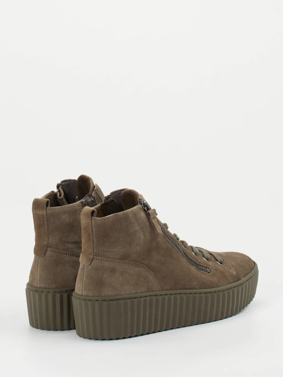 Gabor – High-Top-Sneaker aus Veloursleder Taupe