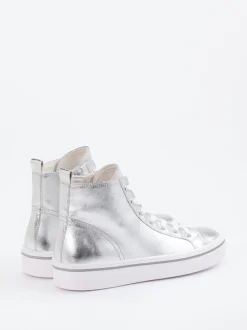 Gabor – High-Top-Sneaker aus Metallicleder silber