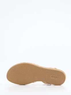 Gabor – Keilsandalette aus Velour/Metallic Beigegold