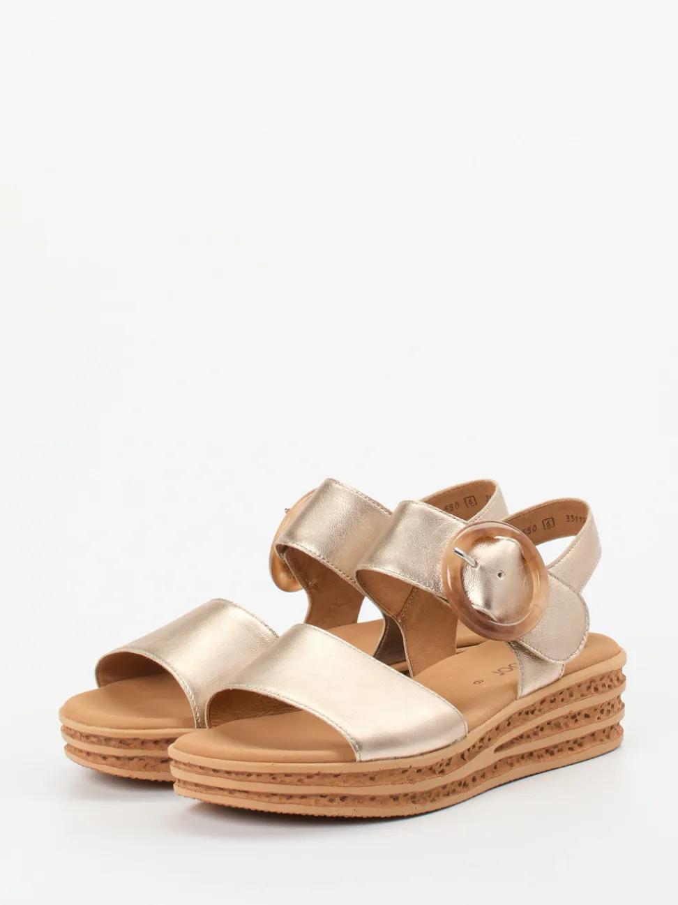 Gabor – Keilsandalette aus Metallicleder goldfarben
