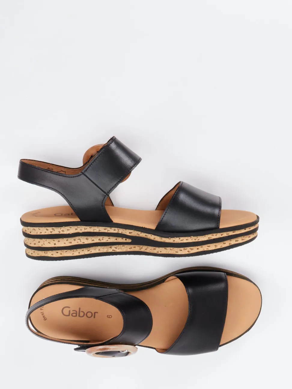 Gabor – Keilsandalette aus Kalbleder schwarz