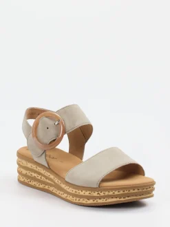 Gabor – Keilsandalette aus Veloursleder grün