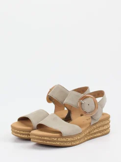 Gabor – Keilsandalette aus Veloursleder grün