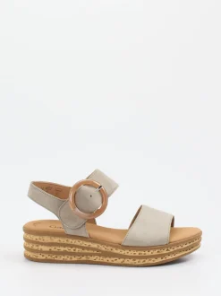 Gabor – Keilsandalette aus Veloursleder grün