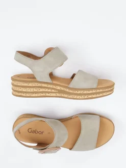 Gabor – Keilsandalette aus Veloursleder grün