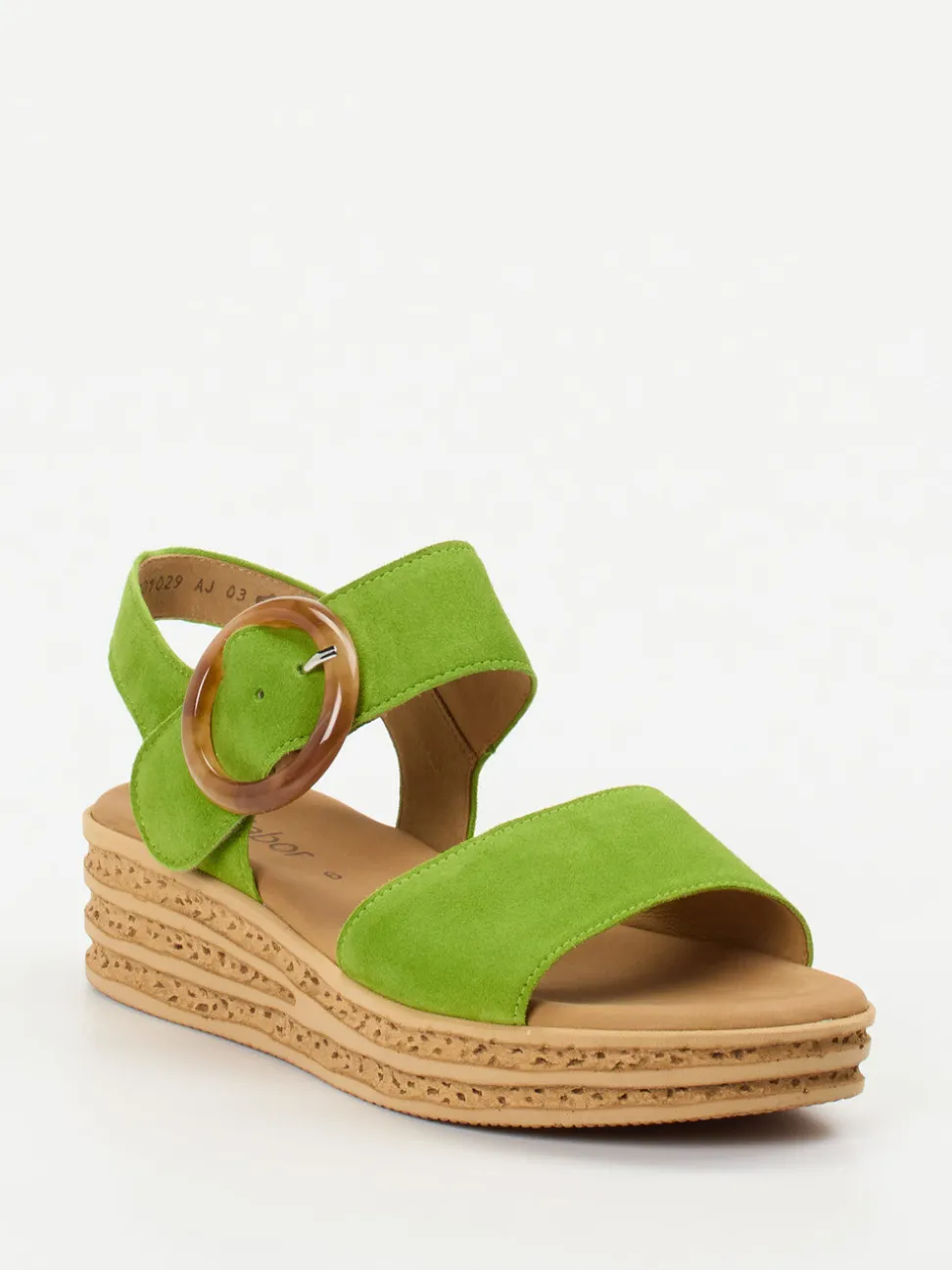Gabor – Keilsandalette aus Veloursleder grün