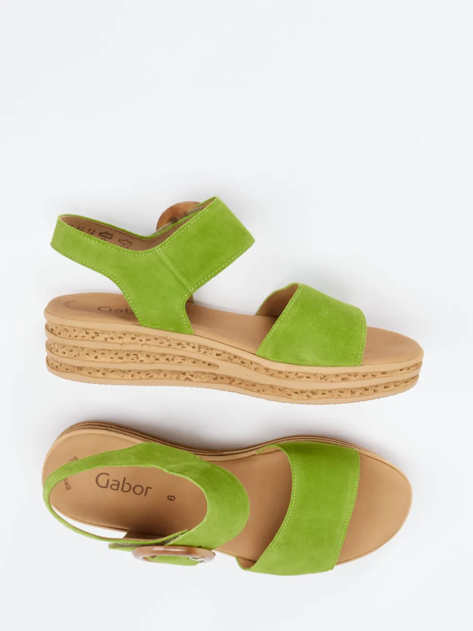 Gabor – Keilsandalette aus Veloursleder grün