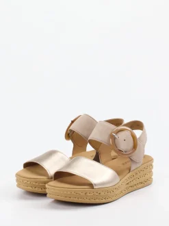 Gabor – Keilsandalette aus Veloursleder Braun