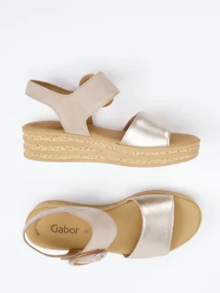 Gabor – Keilsandalette aus Veloursleder Braun