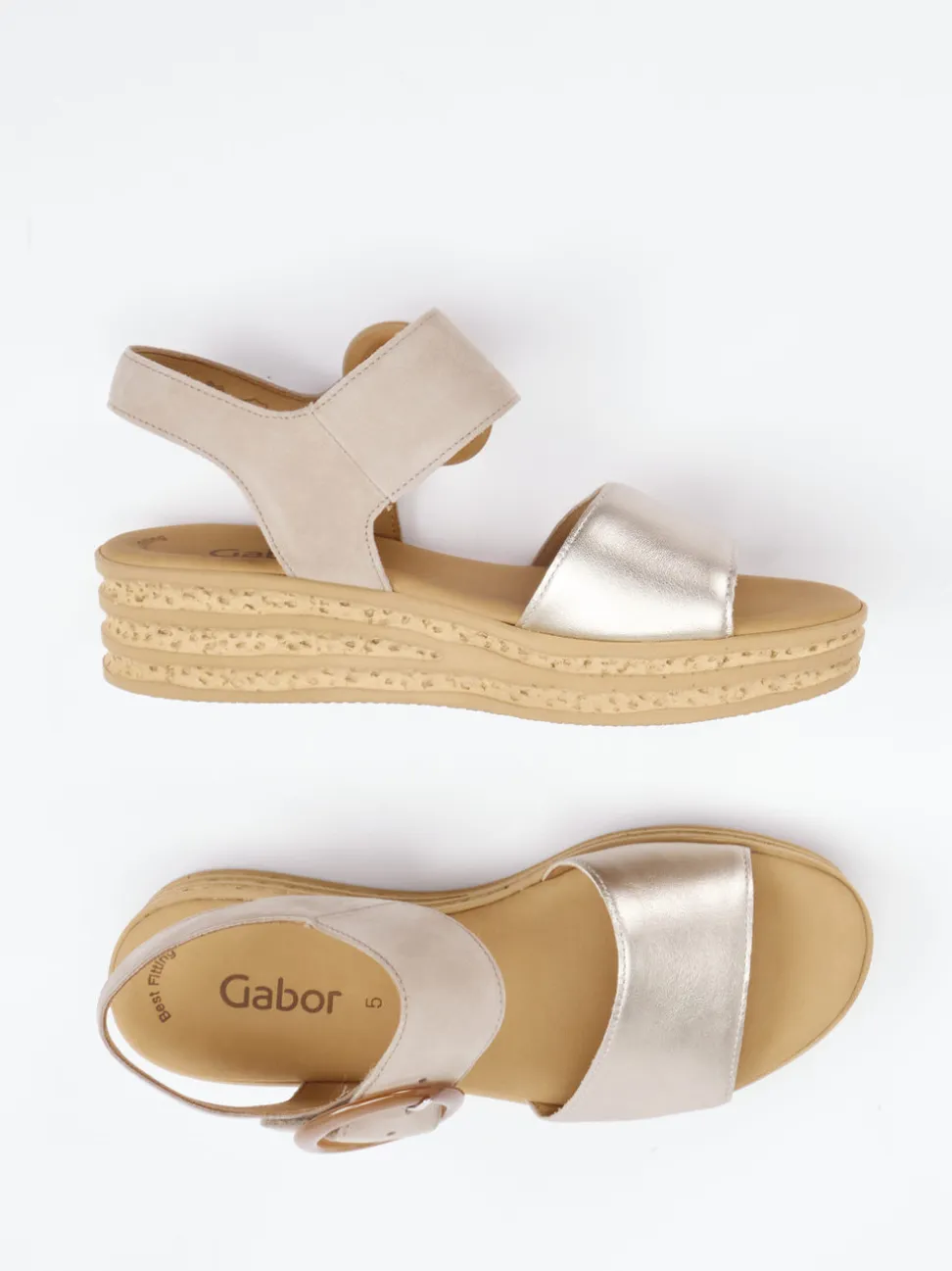 Gabor – Keilsandalette aus Veloursleder Braun