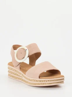 Gabor – Keilsandalette aus Veloursleder rosé