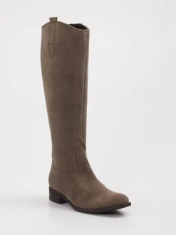 Gabor – Kniestiefel aus Veloursleder in Taupe